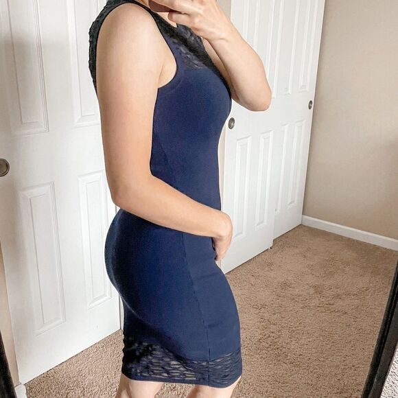 MILL Shift Dress Fitted Bodycon S Navy - Picture 2 of 12